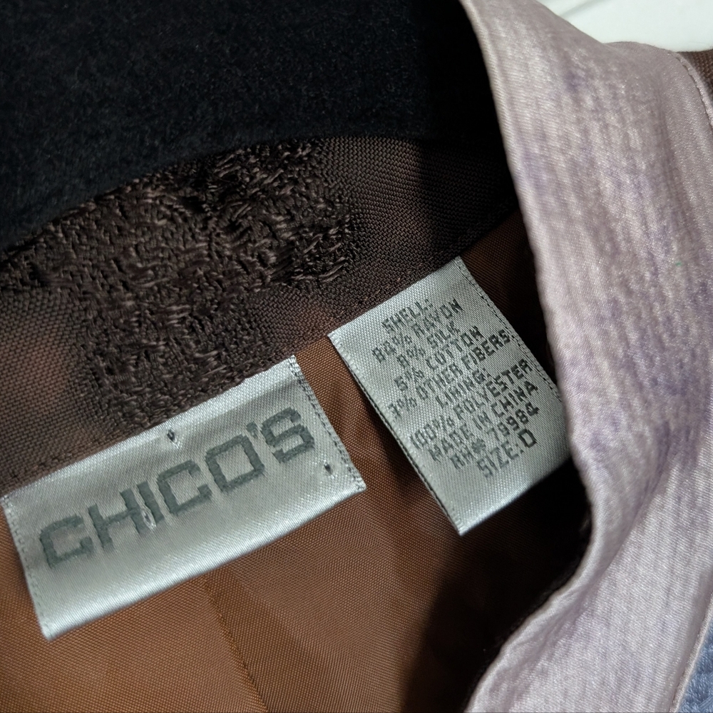 Vintage Chico’s Patchwork Jacket 0 Boho Artsy Man… - image 5